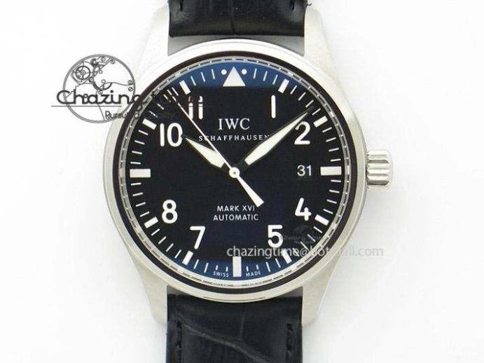 MIROTIME 0224 Soft MARK XVIII IW327001 SS FKF 1:1 Best Edition Black Dial On Black Leather Strap 7119